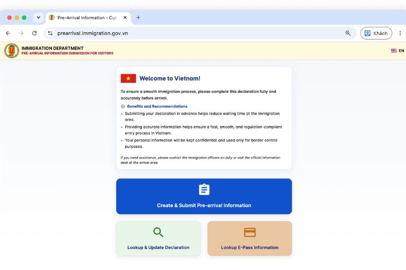 la dichiarazione di pre-arrivo