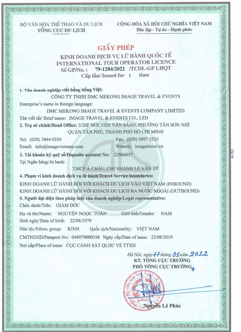 Licenza di esercizio per viaggi internazionali in Vietnam