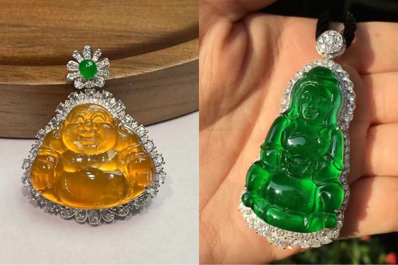 pendentifs gravés d’effigies de bouddhas
